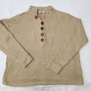 EARTHBOUND Beige V-Neck Oversize Sweater